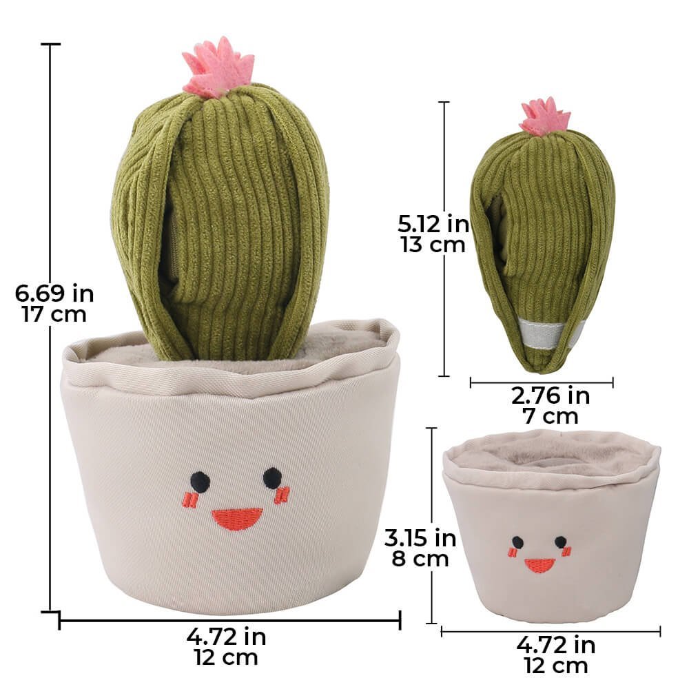 Cactus Plush Squeaky Dog Toy Slow Feeder Interactive Toy