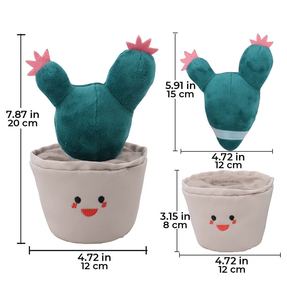 Cactus Plush Squeaky Dog Toy Slow Feeder Interactive Toy
