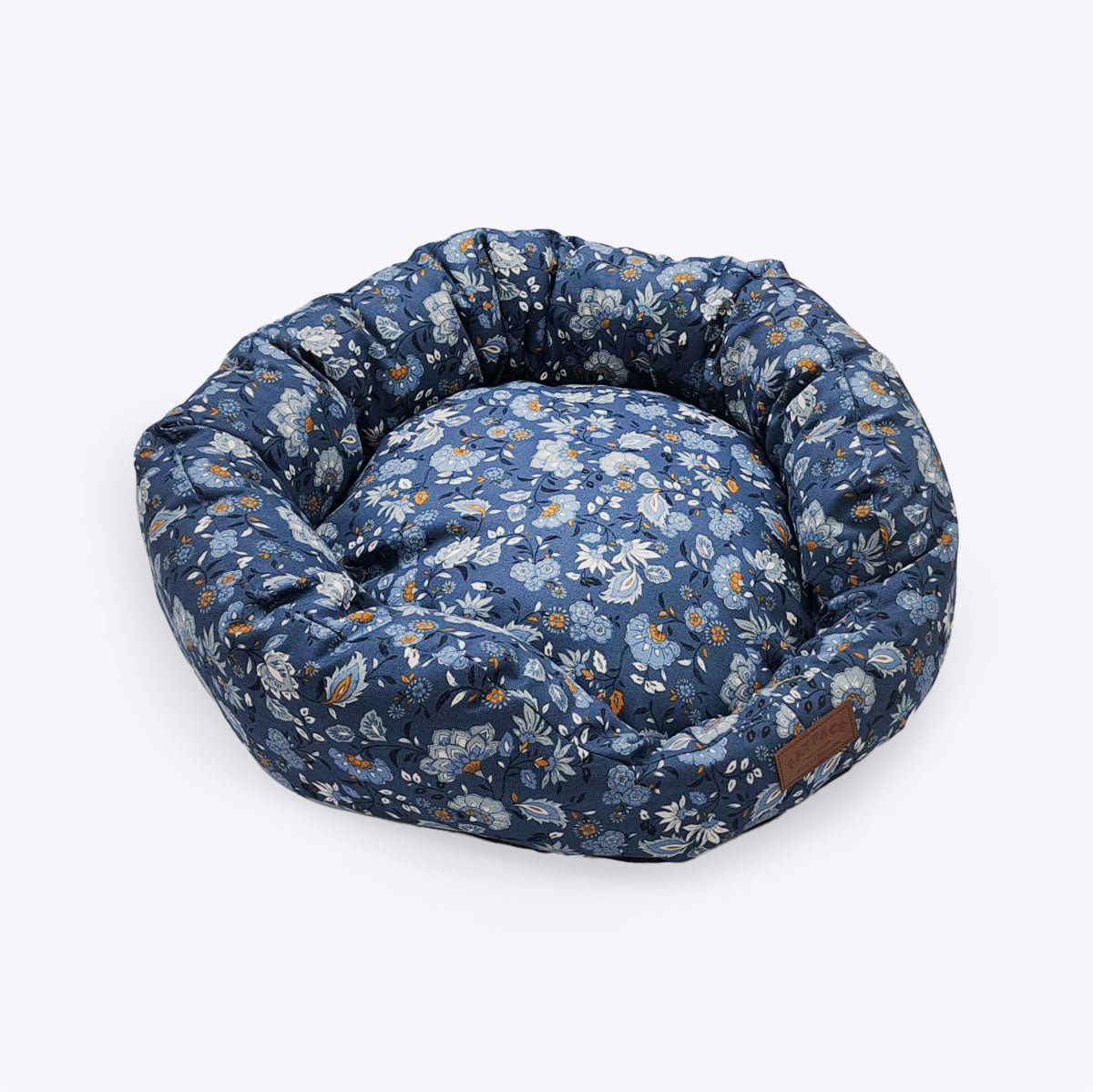 FatFace | Dog Bed | Deluxe Blue Floral Round
