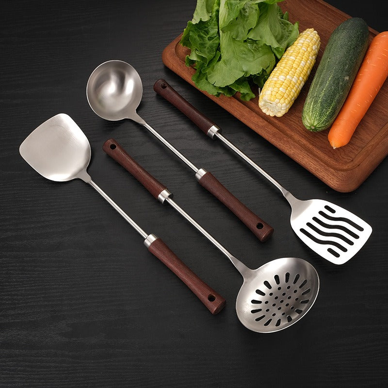 Premium Stainless Steel & Wood Kitchen Utensil Set