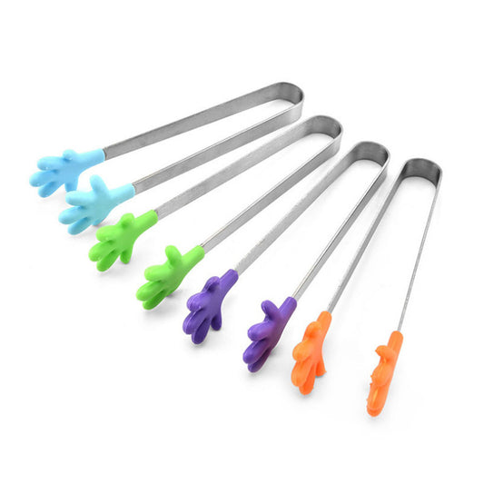Mini Stainless Steel & Silicone Food Tongs - 13.5cm