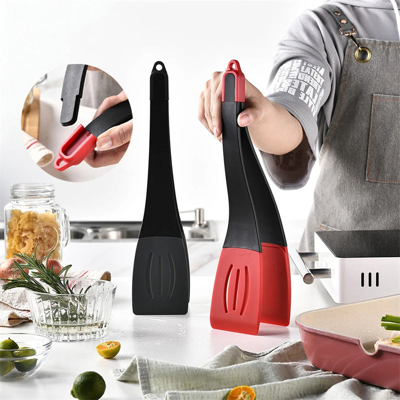 Premium 3-in-1 Silicone Spatula & Food Tongs - 34cm