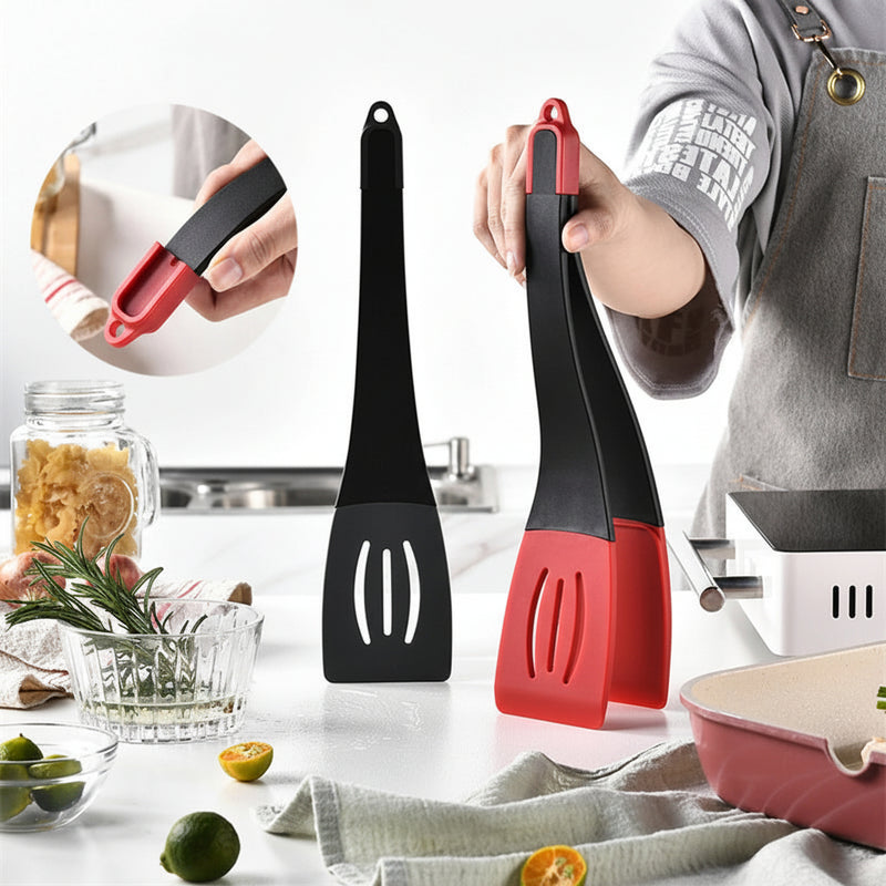 Premium 3-in-1 Silicone Spatula & Food Tongs - 34cm