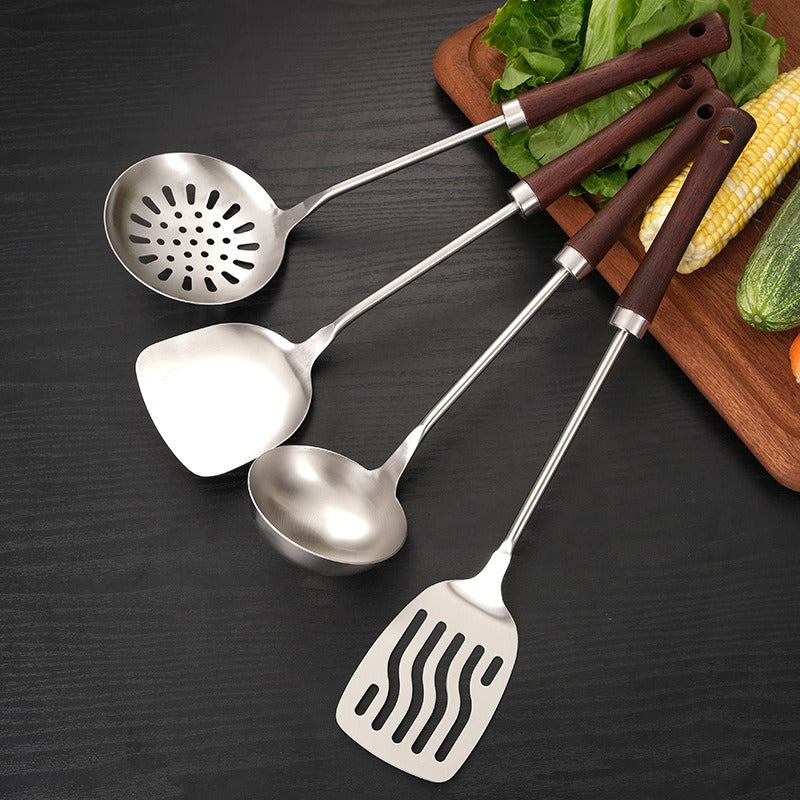 Premium Stainless Steel & Wood Kitchen Utensil Set