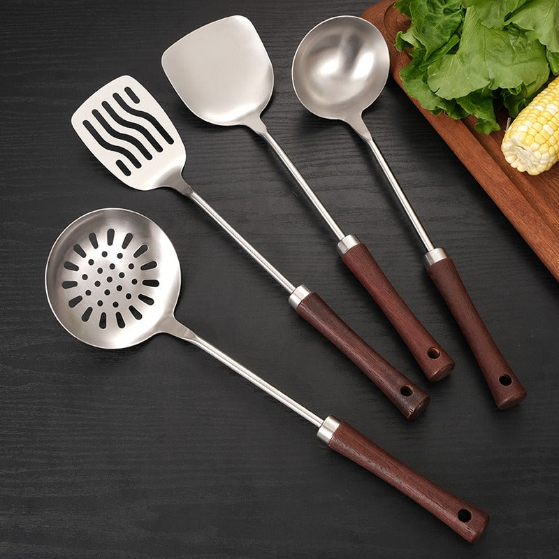Premium Stainless Steel & Wood Kitchen Utensil Set