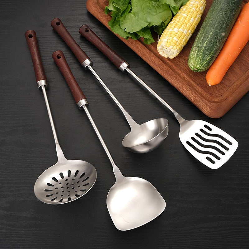 Premium Stainless Steel & Wood Kitchen Utensil Set