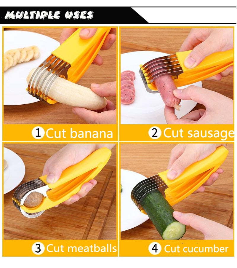 Stainless Steel Multi-Blade Banana Slicer