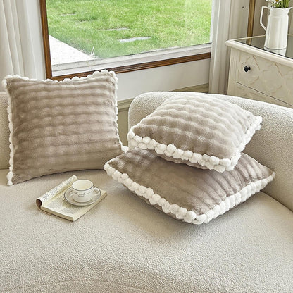 Bubble Faux Rabbit Fur Foldable Cushion Pillow 2-in-1 Nap Throw Blanket