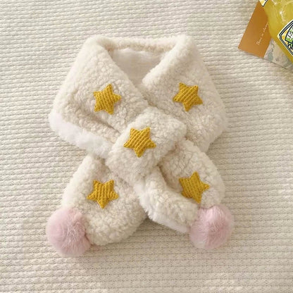 Soft Plush Delicate Stars Pom Pom Decorative Dog Scarf