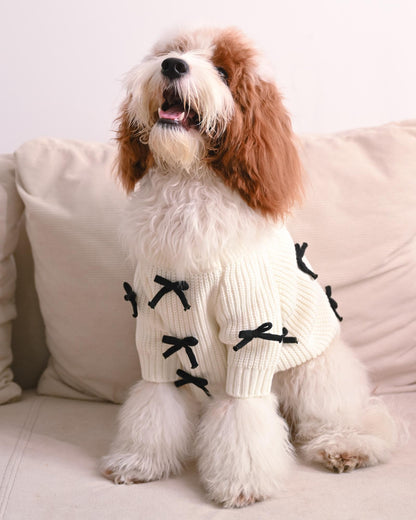 Black Bow-3D Motif Pet Sweater